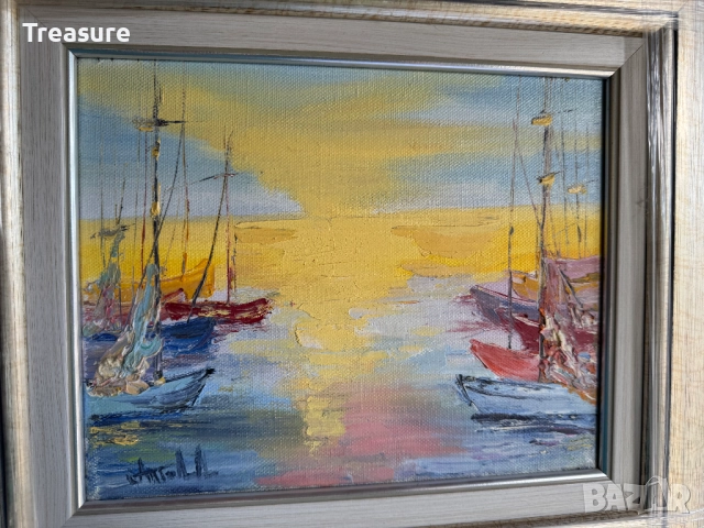 Маслена картина Слънчевият пристан, Анелия Тодорова, снимка 2 - Картини - 52266454