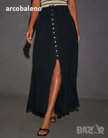 Дамска едноцветна пола с колан на талията, 2цвята , снимка 8 - Поли - 48684845