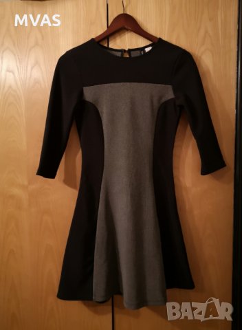 Нова -50% есенна рокля H&M S 36 размер черно и сиво, снимка 3 - Рокли - 26952670