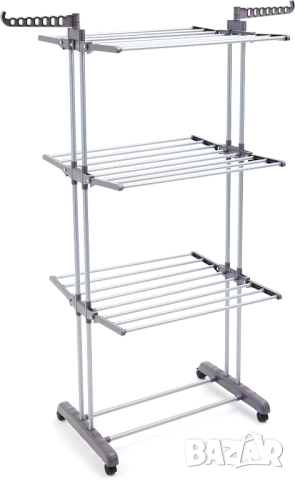 Вертикален Сушилник за Дрехи Amazon Basics 4-етажен  126×64×173 см – Сгъваем, Стабилен, Голям!, снимка 2 - Сушилници - 52696512