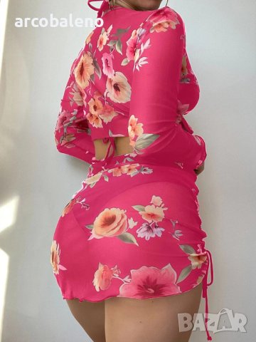 Дамски моден бански костюм от три части с флорален принт, 3цвята, снимка 3 - Бански костюми - 40740239