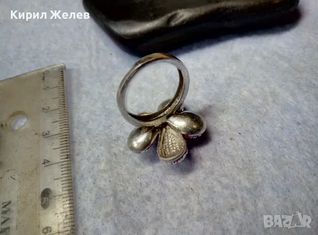 СКЪПОЦЕНЕН СРЕБЪРЕН ПРЪСТЕН ЦВЕТЕ СРЕБРО 925 с БЯЛА НАТУРАЛНА ПЕРЛА ЕМАЙЛ РАЗНОЦВЕТНИ КАМЪЧЕТА 49226, снимка 7 - Пръстени - 50024146