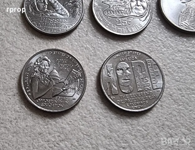САЩ.1/4 долар.
10 бр.
Серия  известни американски жени за 2022 , 23 и 24  год., снимка 4 - Нумизматика и бонистика - 50261512