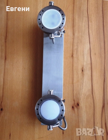 Двоен иноксов аплик (за стена или таван)с индустриален дизайн, снимка 4 - Лампи за стена - 52091534