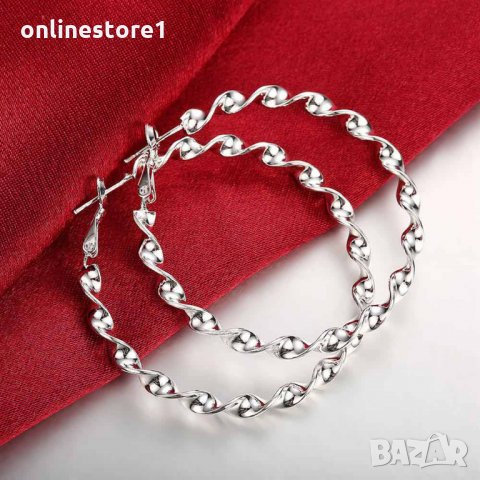 Сребърни Обеци Халки Касиопея BH343 , снимка 4 - Обеци - 32814630