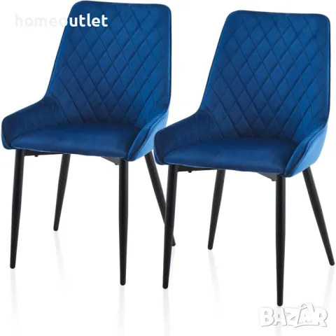 Трапезни столове с дамаска от кадифе, к-кт от 2 бр. C-U-DC-B0348BU