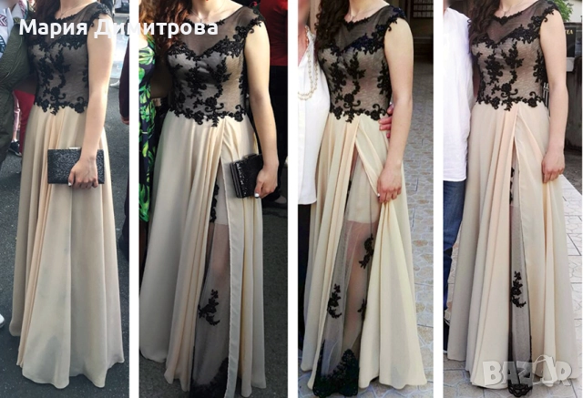 Официална рокля в бежово-черно, снимка 2 - Рокли - 52880185