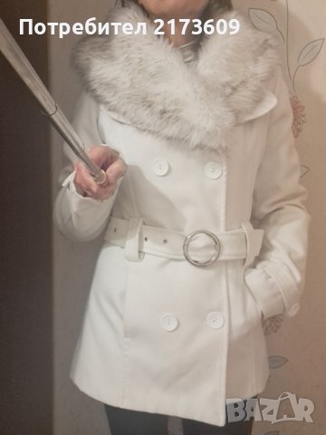 бяло дамско палто, снимка 3 - Палта, манта - 43682422