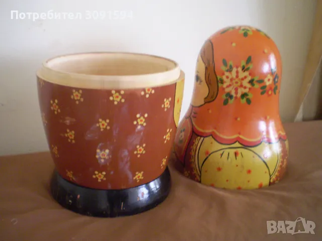 Стара красива голяма Руска кукла държач за бутилки 35 см височина, снимка 10 - Антикварни и старинни предмети - 49388235