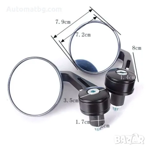 Огледала за мотор Automat, Монтаж с болт, Черен, снимка 3 - Аксесоари и консумативи - 49483812