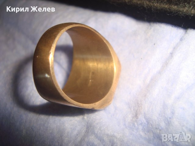 СТАР ПОЗЛАТЕН БРОНЗОВ РЕТРО АРТ ДЕКО ПРЪСТЕН с ПЕЧАТИ 18К 750 за КОЛЕКЦИЯ МАЙСТОРСКА ИЗРАБОТКА 24260, снимка 4 - Антикварни и старинни предмети - 37395518