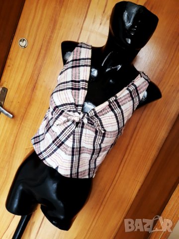 Кариран потник кроп топ Зара С/М, снимка 1