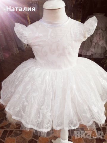 Бяла рокля с пайети , снимка 2 - Детски рокли и поли - 43197037