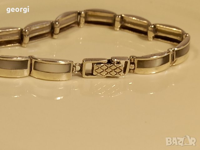 сребърна гривна със седеф , снимка 6 - Гривни - 44016120