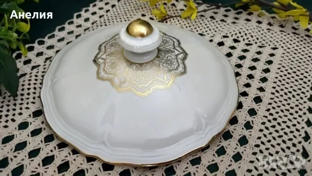 Oscar Scheller прелест е цвят екрю 2 съда и чайник, снимка 3 - Други - 49863228