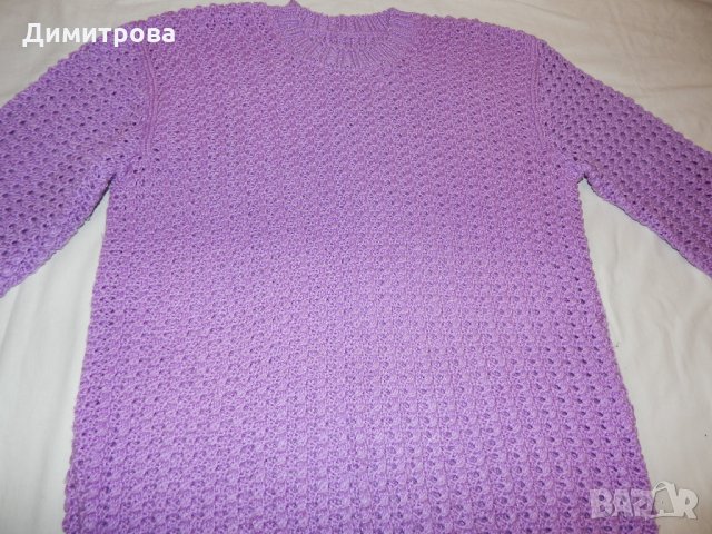 Лилава блуза- ръчно плетиво Л размер, снимка 4 - Блузи с дълъг ръкав и пуловери - 27306342