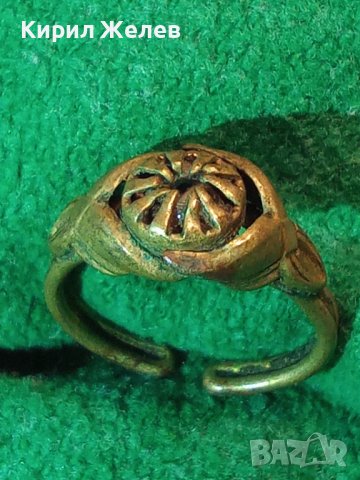 ВЪЗРОЖДЕНСКИ БРОНЗОВ ПРЪСТЕН с ВГРАДЕН СКЪПОЦЕНЕН КАМЪК ЮВЕЛИРНА РЪЧНА МАЙСТОРСКА ИЗРАБОТКА 15131, снимка 11 - Антикварни и старинни предмети - 30294497