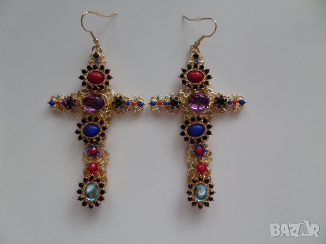  Обеци цветни кръстове , снимка 8 - Обеци - 36905298