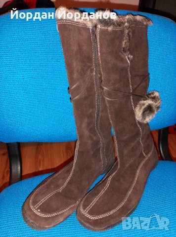 Дамски,зимни, велурени ботуши, снимка 4 - Дамски ботуши - 53204539