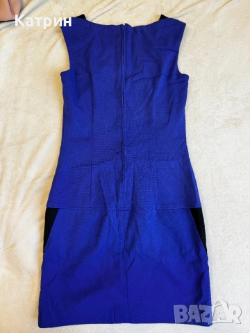 Дамска синя рокля с джобове ESPRIT, снимка 2 - Рокли - 51788458