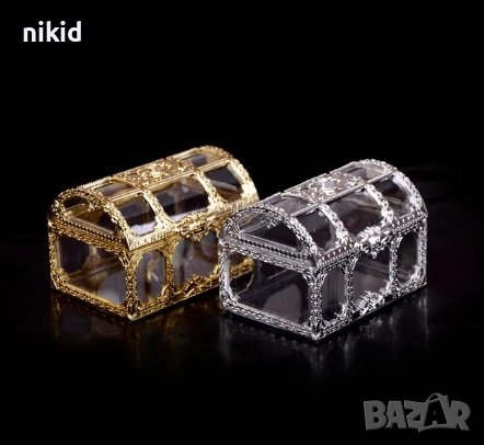 Красив златен сребрист сандък кутия сувенир бонбон кръщене повод подарък декор кутийка бонбони, снимка 2 - Други - 24256232