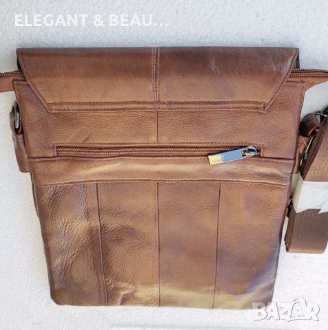 Мъжка кожена чанта с капак, снимка 6 - Чанти - 38965277