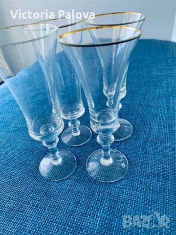 Чаши за вино кристалин,златен кант, снимка 6 - Чаши - 33586642