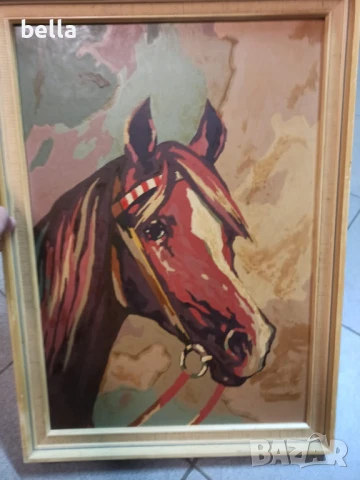 Стара авторска картина -Кон-масло,подписана, снимка 2 - Антикварни и старинни предмети - 50575856