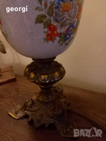 ретро бронзова настолна лампа , снимка 8 - Настолни лампи - 43861636