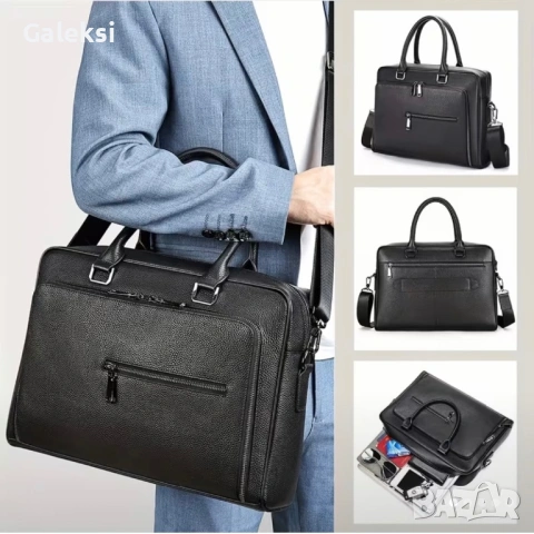 Мъжка елегантна и изискана черна бизнес чанта /Селективна естест. кожа!, снимка 14 - Чанти - 53471226