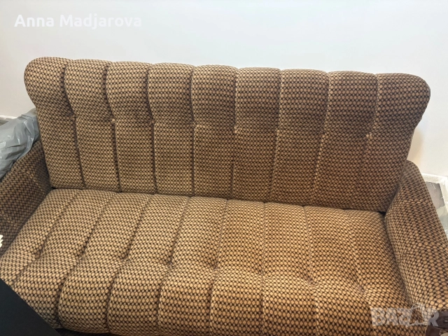 Ретро диван 4 места + фотьойл и табуретка, снимка 4 - Дивани и мека мебел - 52849124
