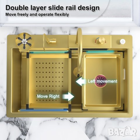 Висококачествена мултифункционална кухненска мивка в цвят злато, снимка 4 - Мивки - 40770604