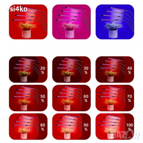 UV лампа за отглеждане на растения с 2 гъвкави рамена – 40W, снимка 4 - Стайни растения - 39024048