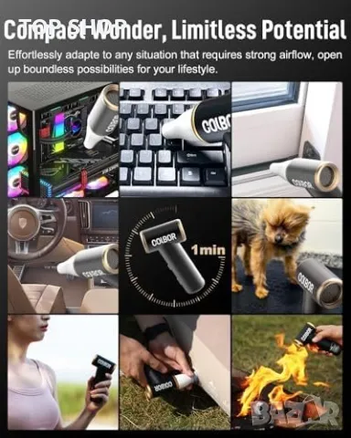 Нова Мощна Въздушна Духалка с LED светлина Чисти електроника, снимка 3 - Друга електроника - 49923234