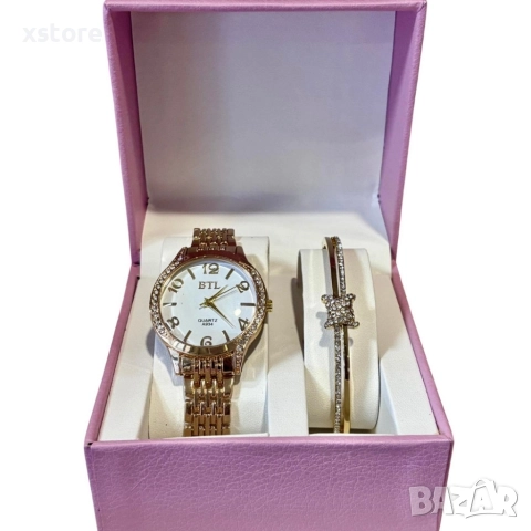 Луксозен дамски часовник с елегантна гривна – стил и изящество в една кутия, снимка 7 - Бижутерийни комплекти - 52793510