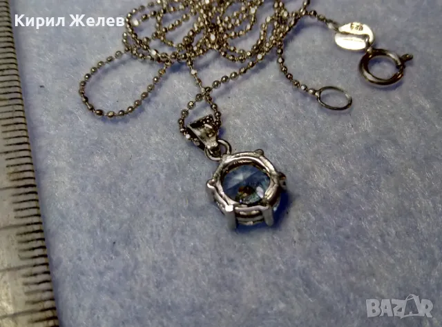 СТИЛНО НЕЖНО СРЕБЪРНО КОЛИЕ със СРЕБЪРЕН ПЕНДАНТ с ПРЕЛЕСТЕН ФИАНИТ СРЕБРО 925 с БЯЛА ПОЗЛАТА 40206, снимка 3 - Колиета, медальони, синджири - 50417289