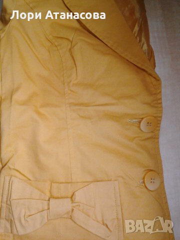 Свежо жълто пролетно дамско сако от трикотажна материя с дълъг ръкав, снимка 6 - Сака - 28715682