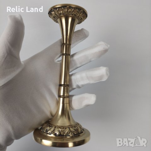 Месингов свещник, снимка 4 - Антикварни и старинни предмети - 43536394