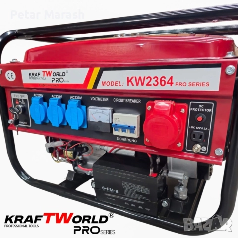 Четиритактов Бензинов генератор 4.5 kW с дистанционно запалване KraftWorld PRO Агрегат за ток с елек, снимка 5 - Генератори - 52222605