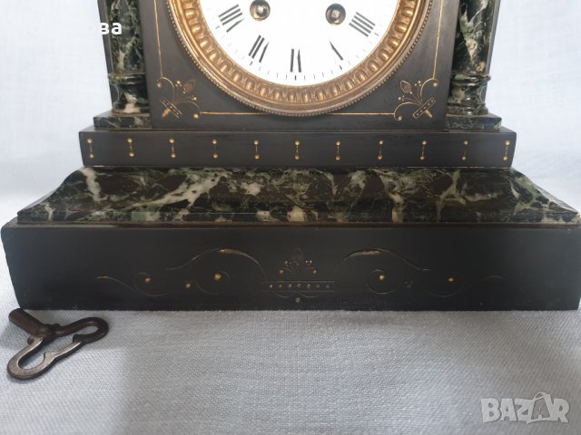 Красив старинен мраморен каминен масивен френски часовник, снимка 5 - Антикварни и старинни предмети - 39223460