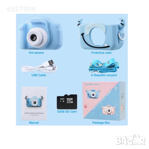  Дигитален детски фотоапарат, Син или Розов, снимка 7 - Образователни игри - 49088253