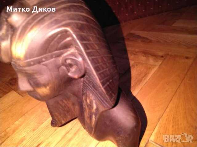 Тутанкамон египетска дървена статуя маска Н-18см на 16х10см, снимка 6 - Декорация за дома - 27558214