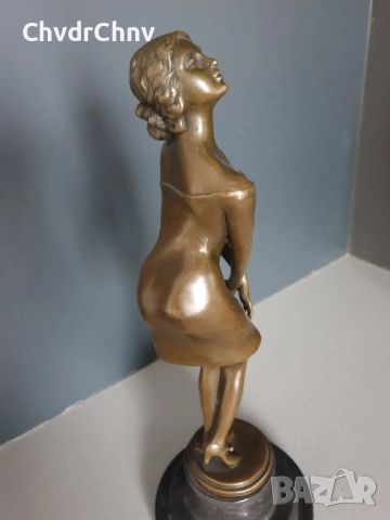 37см-4кг Collinet статуетка/еротика/френска бронзова скулптура/фигура на жена-танцьорка, снимка 2 - Статуетки - 52906084