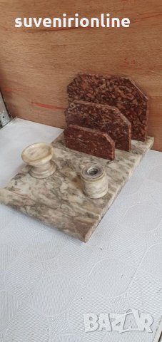 Старинен мраморен органайзер за бюро, снимка 4 - Антикварни и старинни предмети - 33279252