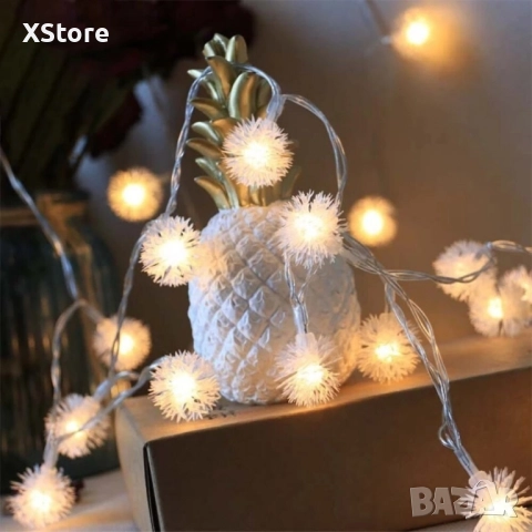 Многоцветни коледни LED лампички с топчета с щепсел- Многоцветни, дължина - 5м ,28 бр. лампички., снимка 10 - Лед осветление - 52441852