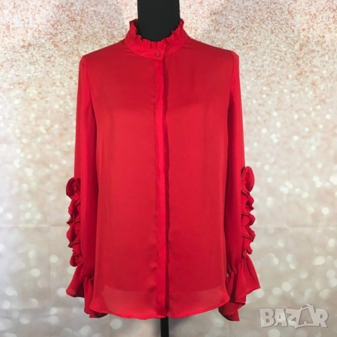 Zara Basic дамска риза в червено, снимка 2 - Ризи - 53140339