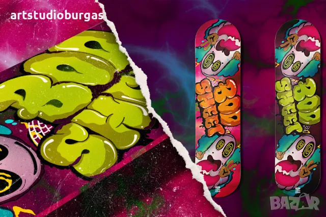 Дизайн, реставриране и изработка на скейт и лонгборд дъски по индивидуални поръчки! 