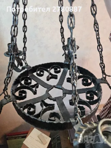 Полилей лампион 5 крушки ковано желязо, снимка 1