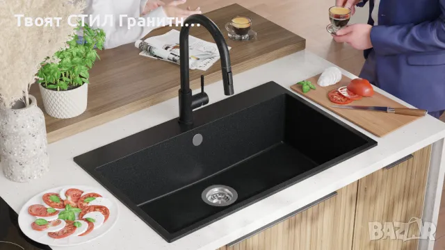 Графит кухненска мивка от гранит Рига 80 XXL 780 x 500 мм