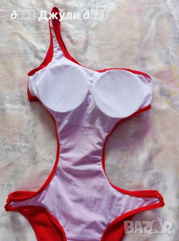Изрязан червен бански с подплънки ❤️, снимка 7 - Бански костюми - 49751004